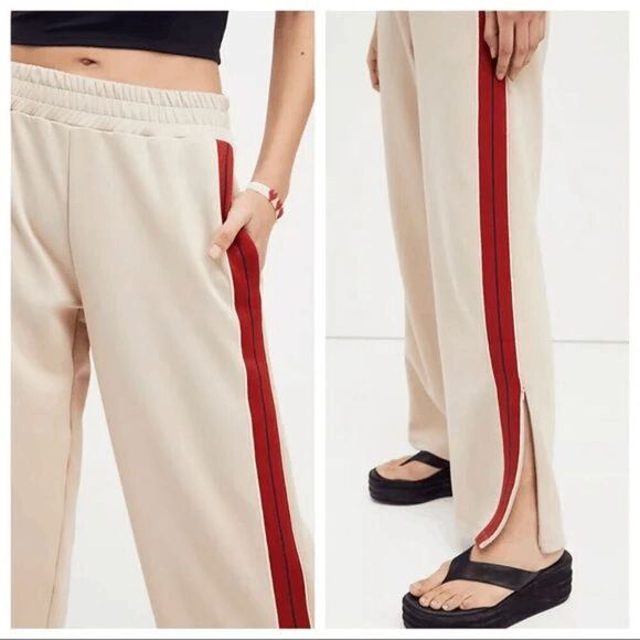 Free People Sophie Track Pants in Rust Stripe Ivory Flawed Medium - Picture 11 of 11